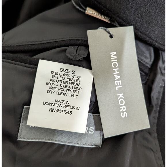 New Michael Kors men's sz S Wool Blend Coat Overcoat black style MX 15502 Q4 - Picture 8 of 9